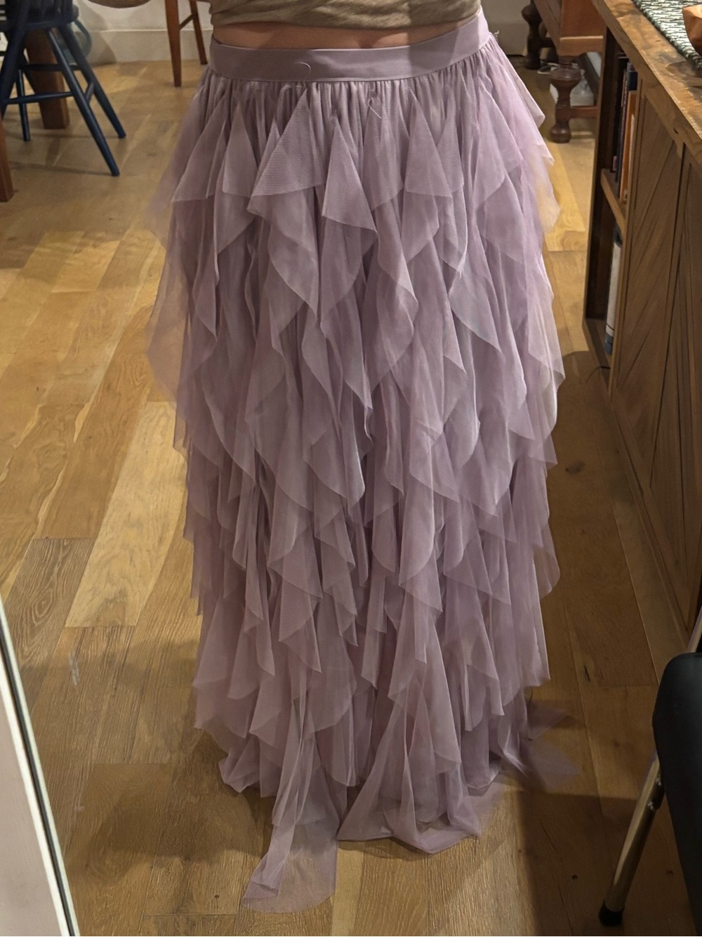 Soho Apparel Lilac Ruffled Tulle Maxi Skirt